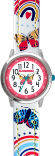 CLOCKODILE Dětské bílé dívčí dětské hodinky MOTÝL CWG5181