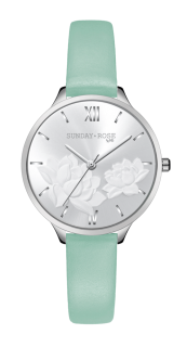 SUNDAY ROSE Dámské luxusní designové hodinky  SUNDAY ROSE Fashion Pastel Green SUN-F13 