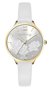 SUNDAY ROSE Dámské luxusní designové hodinky SUNDAY ROSE Fashion Pastel White SUN-F15