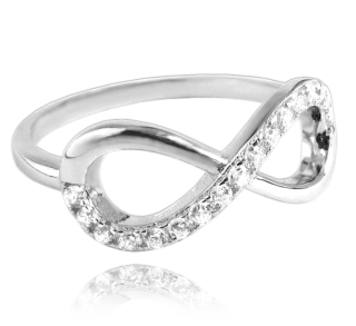 MINET Stříbrný prsten INFINITY s bílými zirkony vel. 58 JMAN0076SR58 SKLAD