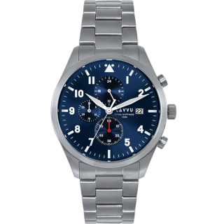 LAVVU Pánské titanové hodinky PILOT Chronograph Deep Blue 100M Sapphire LWM0290 - modrý číselník