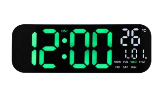JVD Digitální černé nástěnné hodiny s LED zelenými číslicemi JVD DH9016.2
