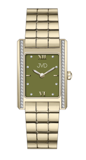 JVD Dámské hranaté zlacené náramkové elegantní šperkové hodinky JVD JG1041.3