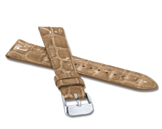 LAVVU Lesklý béžový prošitý řemínek CROCO OCALA z luxusní kůže Top Grain - 18 LSAGF18 SKLAD