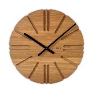 VLAHA Dřevěné dubové hodiny ATELIER vyrobené v Čechách s černými ručkami ⌀32,5cm VCT1152
