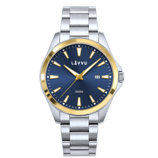 LAVVU 20 ATM Pánské vodotěsné ocelové hodinky ISBRYDER Gold-blue LWM0333