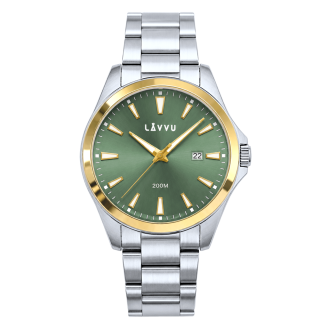 LAVVU 20 ATM Pánské ocelové vodotěsné hodinky ISBRYDER Gold-green LWM0334