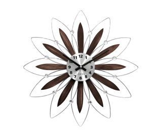 Dřevěné stříbrné hodiny LAVVU CRYSTAL Flower s čísly LCT1113