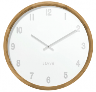Světlé dřevěné bílé hodiny LAVVU FADE LCT4060